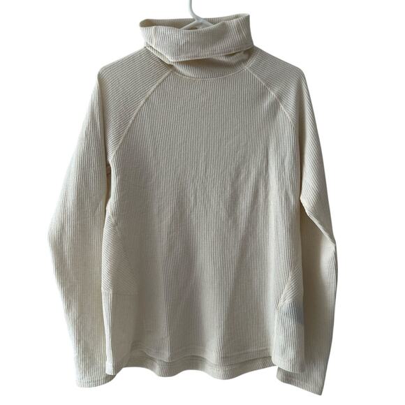 Kuhl Cream Turtleneck Long Sleeve Shirt Waffle Knit Thermal Solid Size L NWOT - Picture 1 of 10